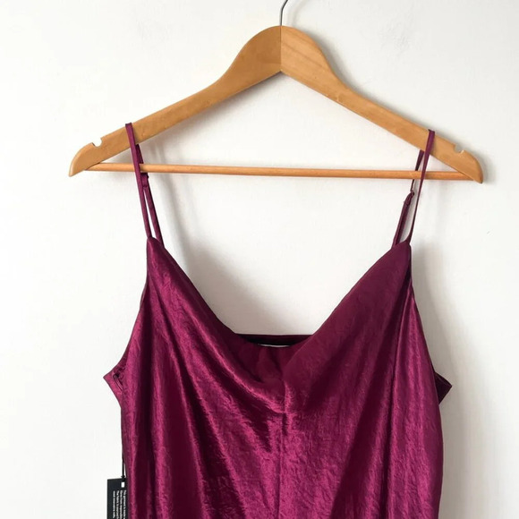 Aritzia Babaton Model Satin Cowl Neck Mini Dress NWT Grapevine Purple Burgundy - Picture 4 of 9